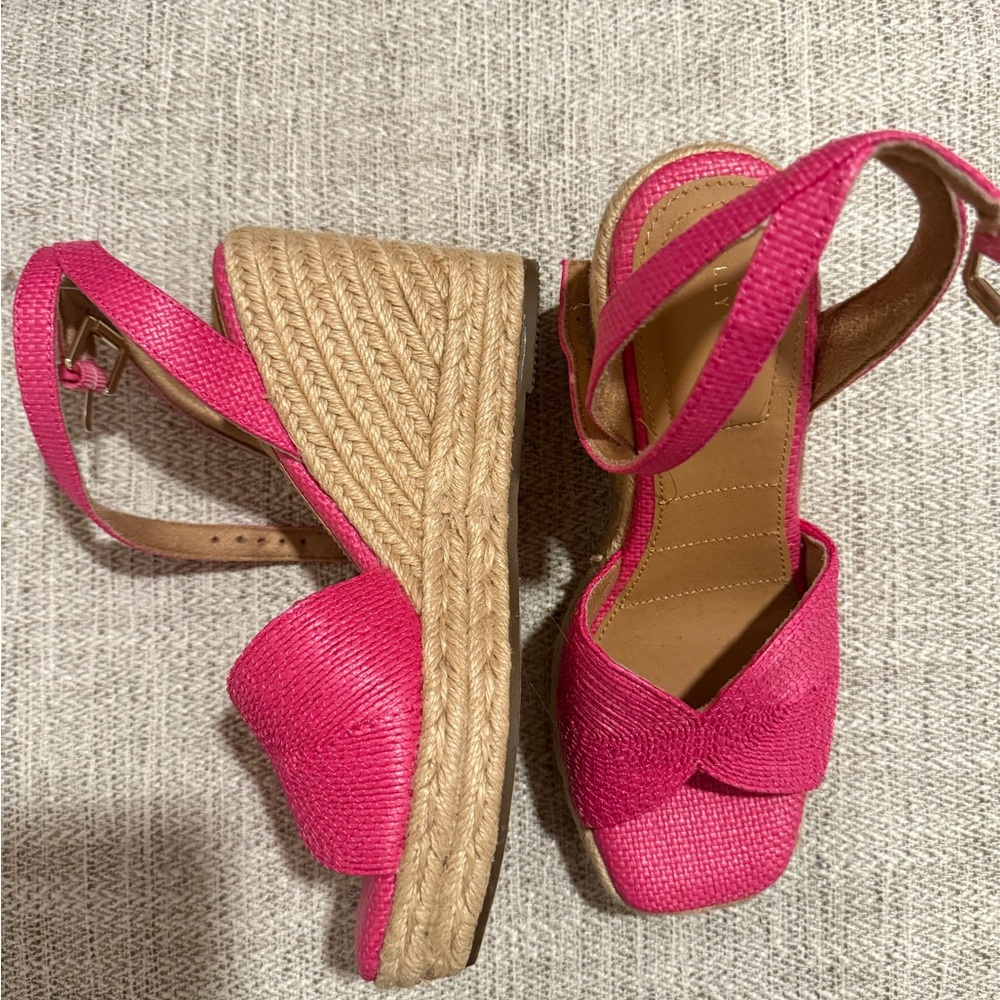 Never Worn Kelly & Katie Pink Wedge Sandals With Slingback Design View 2
